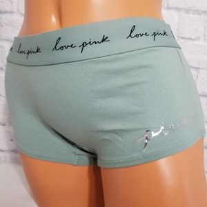 PINK Victoria's Secret Foil Bling Logo Boyshort Panty Large New